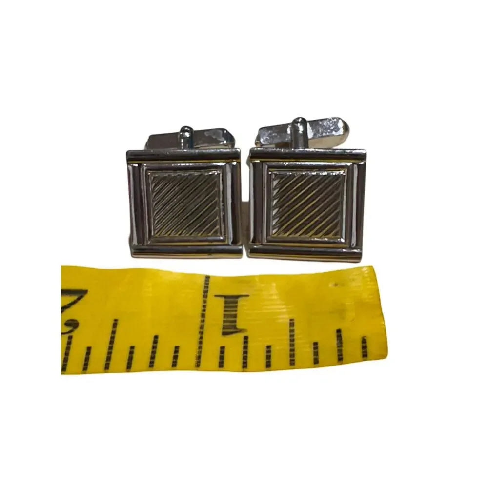 Vintage Swank Silver Square Cuff Links